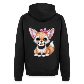 Fennec Kawaii Desert Fox avec sushi japonais - Veste à capuche bio Premium Unisexe - noir - Dos - Nico (187cm)
