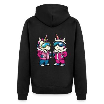 Einhorn Team Ski - Unisex Premium Bio Zip Hoodie - Schwarz - Hinten - Nico (187cm)