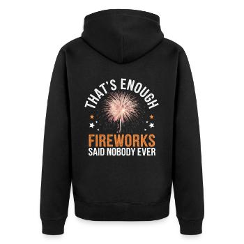 Pyrotechniker Feuerwerk Pyrotechnik - Unisex Premium Bio Zip Hoodie - Schwarz - Hinten - Nico (187cm)