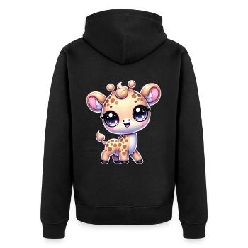 Super Cute Kawaii Baby Giraffe - Unisex Premium Bio Zip Hoodie - Schwarz - Hinten - Nico (187cm)