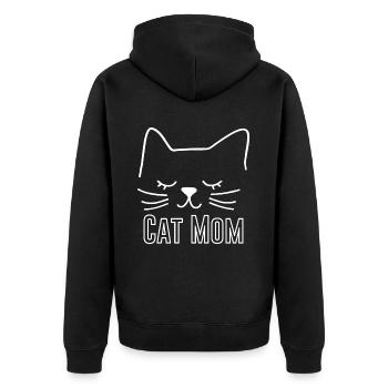 Cat Cat Mom Cat Mom Silhouette Outline Lineart - Unisex Premium Organic Zip Hoodie - black - Back - Nico (187cm)