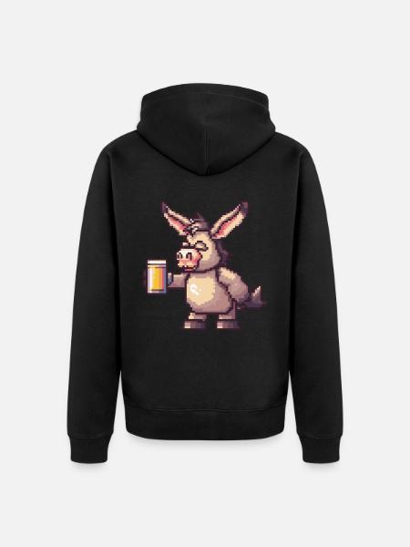 Donkey Pixel Beer - Unisex Premium Organic Zip Hoodie - black