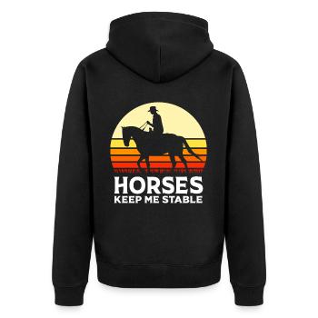 Pferderennen - Unisex Premium Bio Zip Hoodie - Schwarz - Hinten - Nico (187cm)