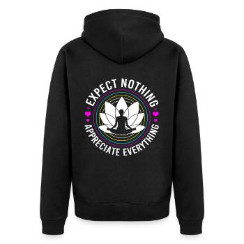 Buddhismus Buddhist Buddha Zen Meditation Namaste - Unisex Premium Bio Zip Hoodie - Schwarz - Hinten - Nico (187cm)