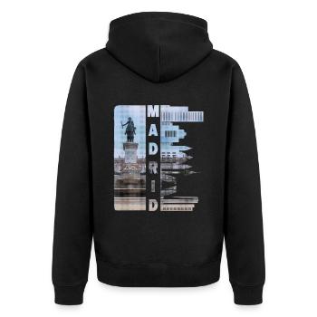 Madrid Spain City Skyline Home Love - Unisex Premium Organic Zip Hoodie - black - Back - Nico (187cm)
