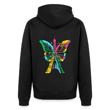 Paris France City Skyline Tour Eiffel Art - Veste à capuche bio Premium Unisexe - noir - Dos - Nico (187cm)