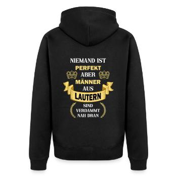 Kaiserslautern Deutschland Stadt Männer Perfekt - Unisex Premium Bio Zip Hoodie - Schwarz - Hinten - Nico (187cm)