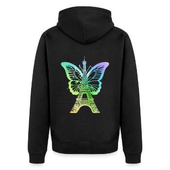 Paris France City Skyline Tour Eiffel Art - Veste à capuche bio Premium Unisexe - noir - Dos - Nico (187cm)