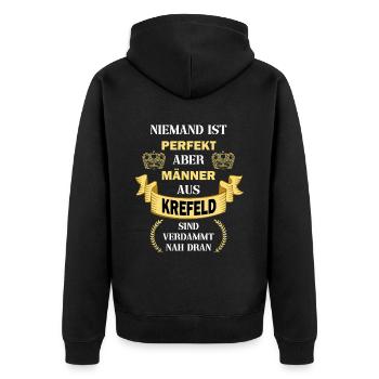 Krefeld Deutschland Stadt Männer Perfekt Spruch - Unisex Premium Bio Zip Hoodie - Schwarz - Hinten - Nico (187cm)