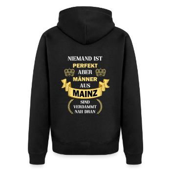 Mainz Germany City Men Perfect Saying - Unisex Premium Organic Zip Hoodie - black - Back - Nico (187cm)