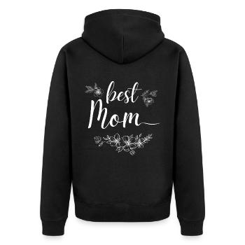 Best mom - Unisex Premium Organic Zip Hoodie - black - Back - Nico (187cm)