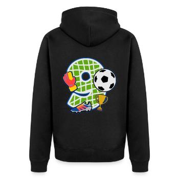 Fußball 9. Geburtstagsparty Nummer 9 - 9 Jahre - Unisex Premium Bio Zip Hoodie - Schwarz - Hinten - Nico (187cm)