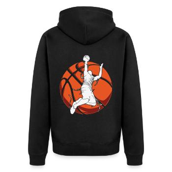 Basketball Basketballer - Unisex Premium Bio Zip Hoodie - Schwarz - Hinten - Nico (187cm)