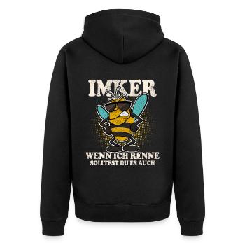 Imker Bienen Biene - Unisex Premium Bio Zip Hoodie - Schwarz - Hinten - Nico (187cm)