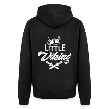 Kleine Wikinger-Babyfamilie für Jungen - Unisex Premium Bio Zip Hoodie - Schwarz - Hinten - Nico (187cm)