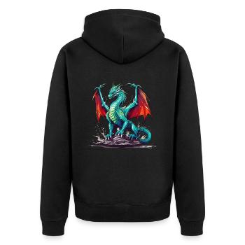 Dragon Fantasy Magic Mysticism Creature Fable Animal - Unisex Premium Organic Zip Hoodie - black - Back - Nico (187cm)