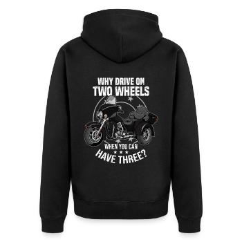Dreirädriges Motorrad Trike Triker Trikes Geschenk - Unisex Premium Bio Zip Hoodie - Schwarz - Hinten - Nico (187cm)