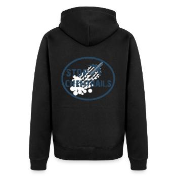 STOP CHEMTRAILS - Unisex Premium Organic Zip Hoodie - black - Back - Nico (187cm)