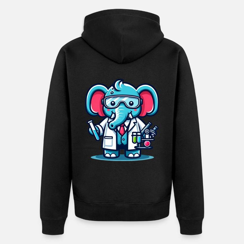 Scientifique éléphant mignon - Veste à capuche bio Premium Unisexe - noir