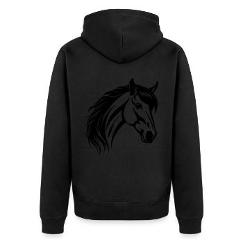 Pferd Kopf - Unisex Premium Bio Zip Hoodie - Schwarz - Hinten - Nico (187cm)