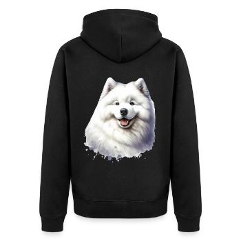 Samoyed Dog Gifts Cute Samoyed Dog Graphic - Unisex Premium Organic Zip Hoodie - black - Back - Nico (187cm)