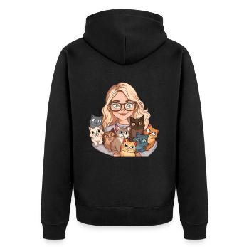 Chat Dame Chats Femme Fille J’aime Les Chats Drôle - Veste à capuche bio Premium Unisexe - noir - Dos - Nico (187cm)