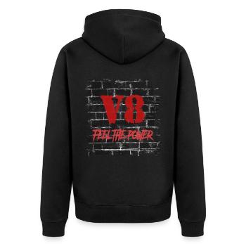 V8 (en anglais seulement) - Veste à capuche bio Premium Unisexe - noir - Dos - Nico (187cm)