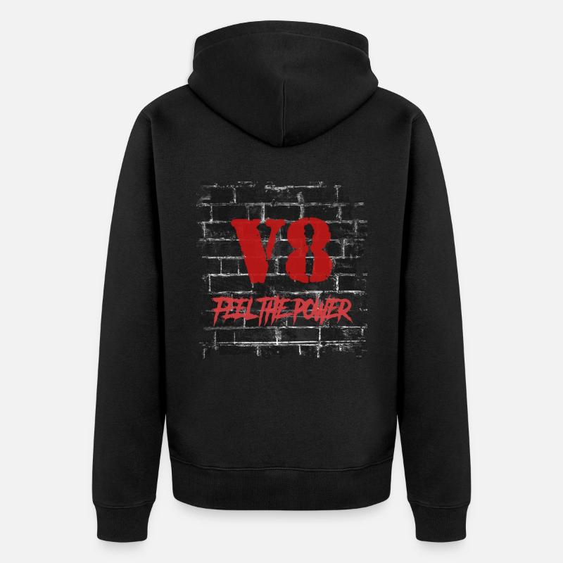 V8 (en anglais seulement) - Veste à capuche bio Premium Unisexe - noir