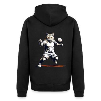 Cool Handball Cat Look Streetwear Iconique - Veste à capuche bio Premium Unisexe - noir - Dos - Nico (187cm)