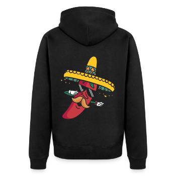 Paprika Chili scharf - Unisex Premium Bio Zip Hoodie - Schwarz - Hinten - Nico (187cm)