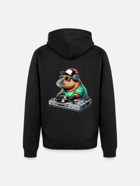 Capybara Dj - Unisex Premium Organic Zip Hoodie - black