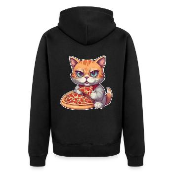 Le chat adore la pizza - Veste à capuche bio Premium Unisexe - noir - Dos - Nico (187cm)