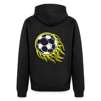 Soccer Flame Fire Symbol - Unisex Premium Organic Zip Hoodie - black - Back - Nico (187cm)