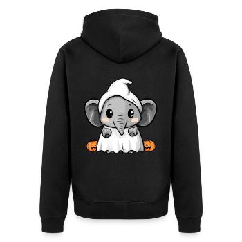 Elefant Halloween Comic Geist - Unisex Premium Bio Zip Hoodie - Schwarz - Hinten - Nico (187cm)