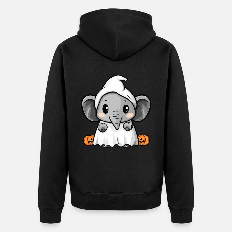 Elefant Halloween Comic Geist - Unisex Premium Bio Zip Hoodie - Schwarz