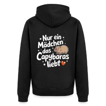 Capybara Wasserschwein Capybaras - Unisex Premium Bio Zip Hoodie - Schwarz - Hinten - Nico (187cm)