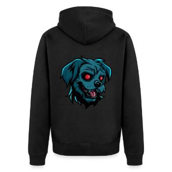 Hund Halloween Comic Zombie - Unisex Premium Bio Zip Hoodie - Schwarz - Hinten - Nico (187cm)