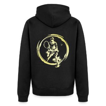 Tennis Spieler - Unisex Premium Bio Zip Hoodie - Schwarz - Hinten - Nico (187cm)