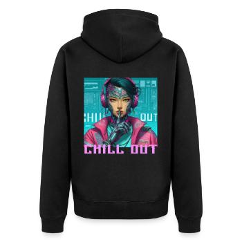 Chill Out - Unisex Premium Organic Zip Hoodie - black - Back - Nico (187cm)