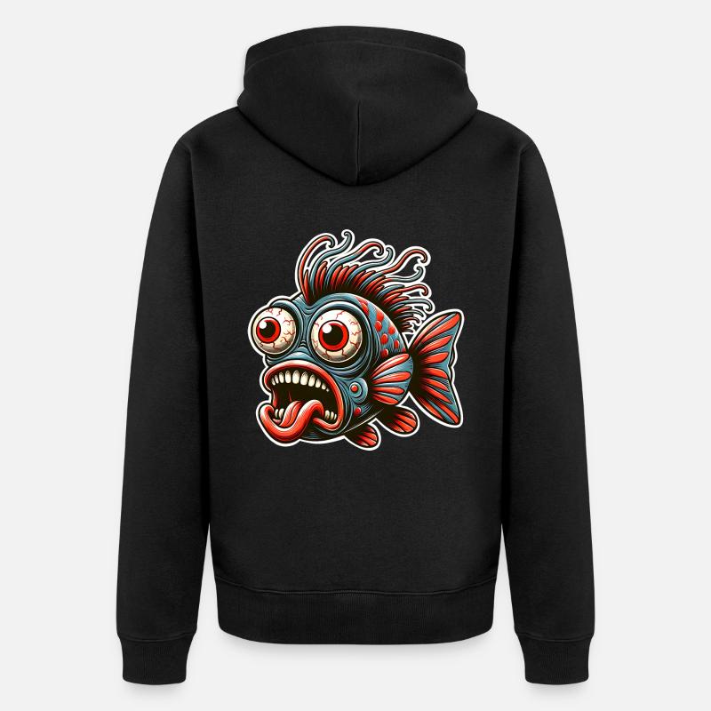 Fisch Crazy - Unisex Premium Bio Zip Hoodie - Schwarz