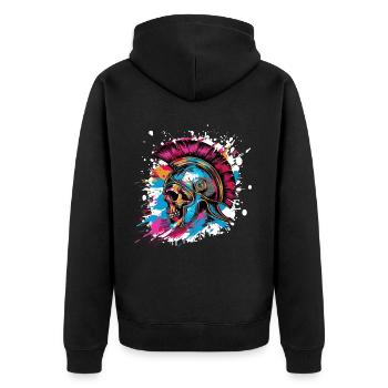 Spartan Skull Gladiator - Unisex Premium Organic Zip Hoodie - black - Back - Nico (187cm)