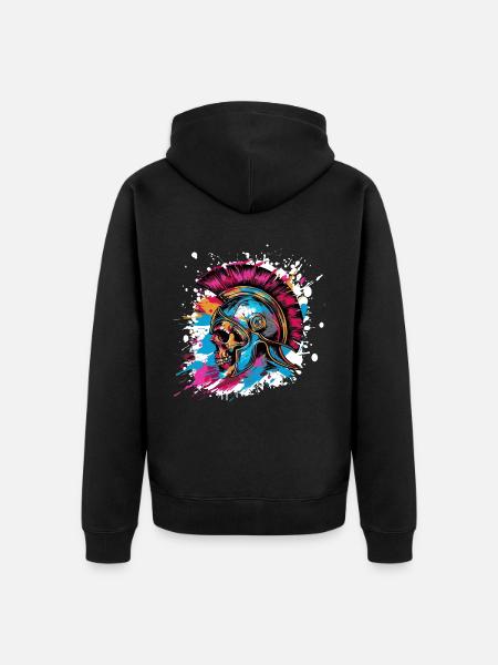 Spartan Skull Gladiator - Unisex Premium Organic Zip Hoodie - black