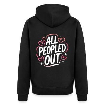 Introvertierter asozialer introvertierter - Unisex Premium Bio Zip Hoodie - Schwarz - Hinten - Nico (187cm)