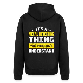 Metal Detecting - Unisex Premium Bio Zip Hoodie - Schwarz - Hinten - Nico (187cm)