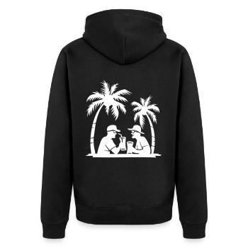 Urlaub Crew Party Strand - Unisex Premium Bio Zip Hoodie - Schwarz - Hinten - Nico (187cm)