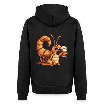 Schnecke Pixel Bier - Unisex Premium Bio Zip Hoodie - Schwarz - Hinten - Nico (187cm)