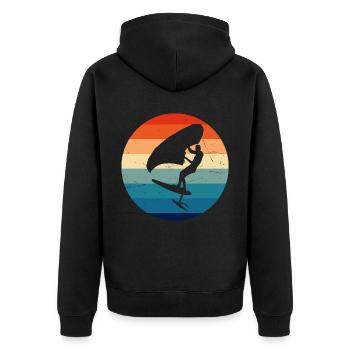 wingsurfing women wingsurf foilwing men - Unisex Premium Organic Zip Hoodie - black - Back - Nico (187cm)