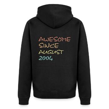 Awesome Since August 2004 - Unisex Premium Bio Zip Hoodie - Schwarz - Hinten - Nico (187cm)
