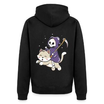 Halloween Katze Hexe - Unisex Premium Bio Zip Hoodie - Schwarz - Hinten - Nico (187cm)
