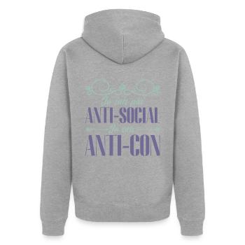 je ne suis pas anti sociale je suis anti-idiot - Veste à capuche bio Premium Unisexe - gris chiné - Dos - Nico (187cm)